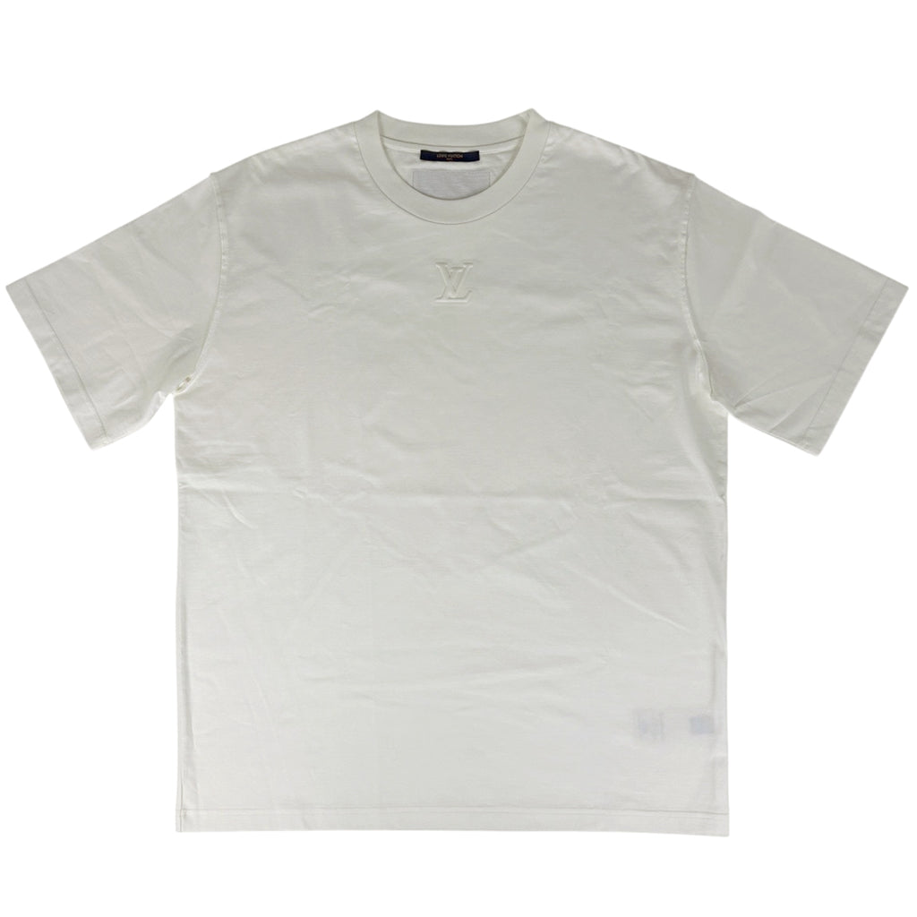 ルイ・ヴィトン ロゴ Tシャツ エンボスロゴ LV トップス 半袖Ｔシャツ 綿 ホワイト メンズ 【中古】brapp