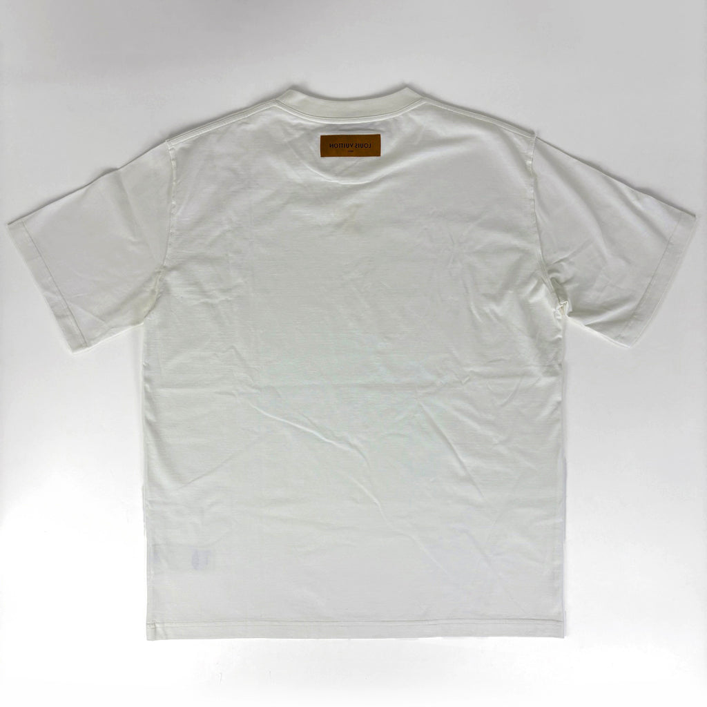 ルイ・ヴィトン ロゴ Tシャツ エンボスロゴ LV トップス 半袖Ｔシャツ 綿 ホワイト メンズ 【中古】brapp