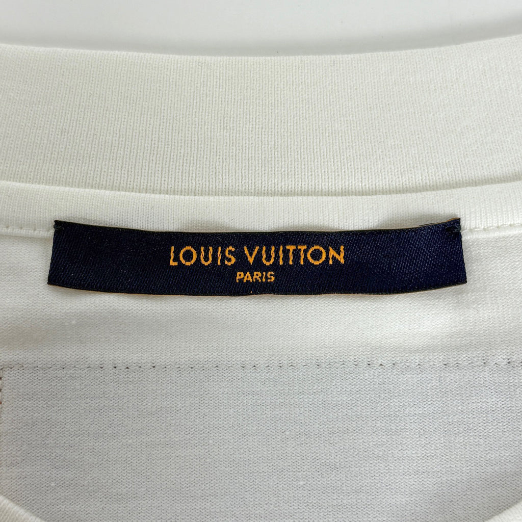 ルイ・ヴィトン ロゴ Tシャツ エンボスロゴ LV トップス 半袖Ｔシャツ 綿 ホワイト メンズ 【中古】brapp