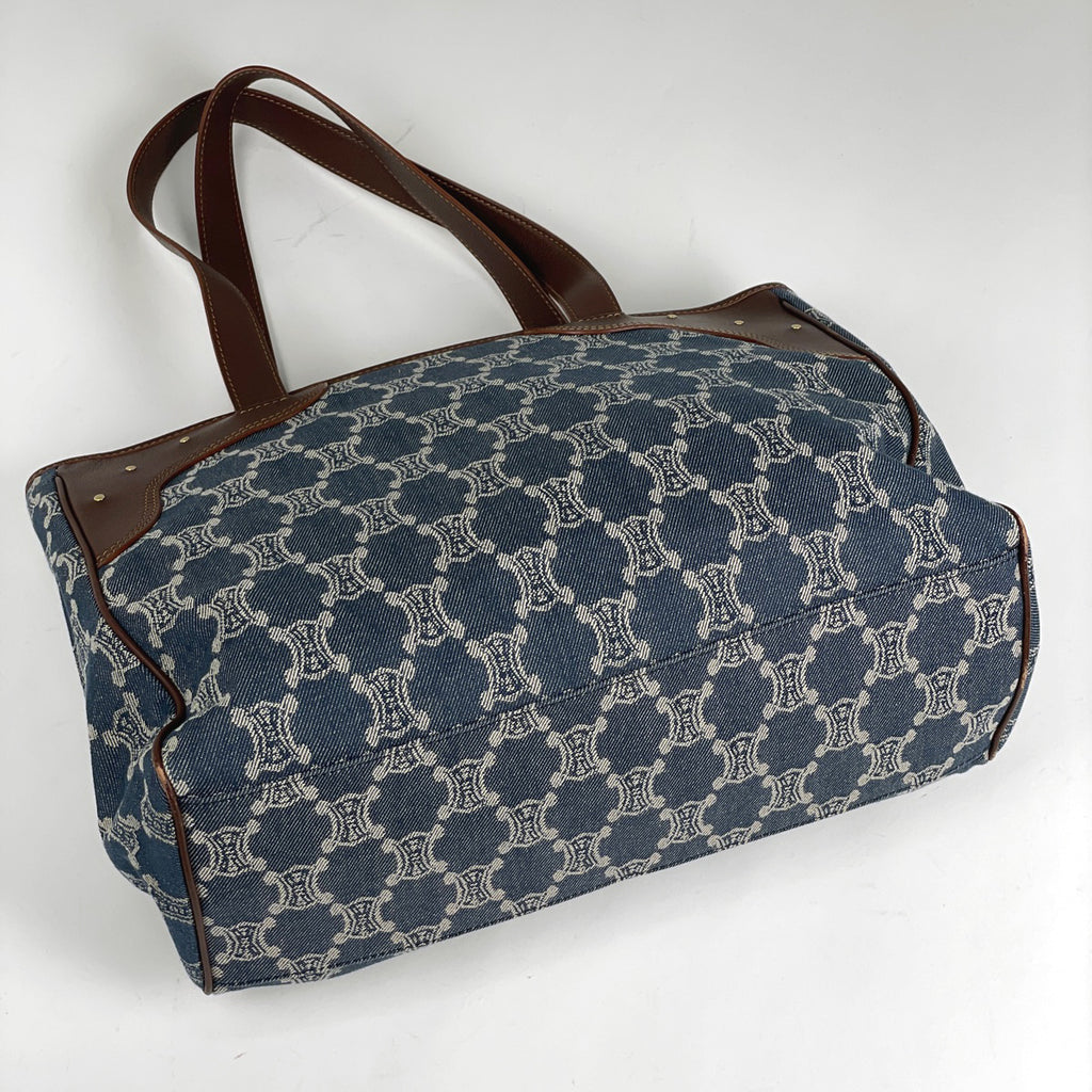 セリーヌ パリマカダム トートバッグ ショルダーバッグ トートバッグ デニム ブルー ブラウン レディース 【中古】brbag