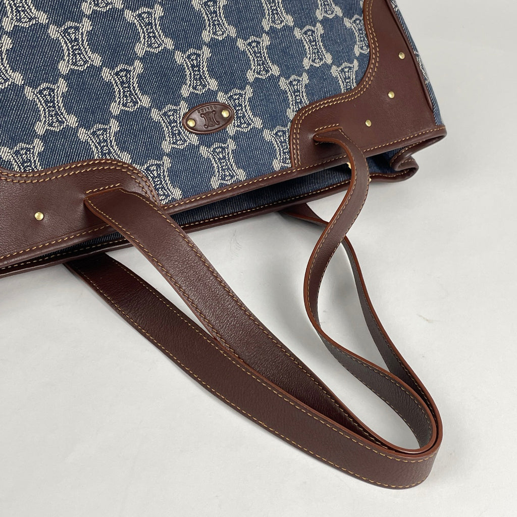 セリーヌ パリマカダム トートバッグ ショルダーバッグ トートバッグ デニム ブルー ブラウン レディース 【中古】brbag