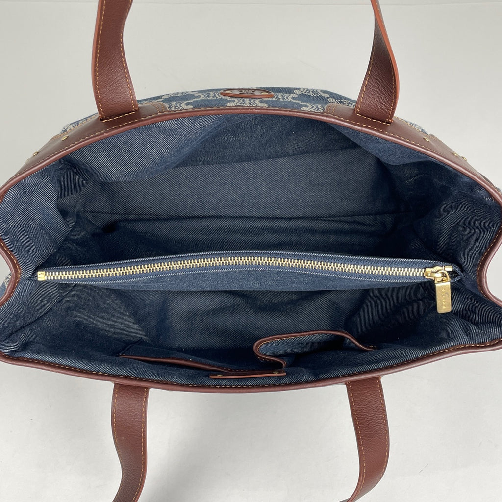 セリーヌ パリマカダム トートバッグ ショルダーバッグ トートバッグ デニム ブルー ブラウン レディース 【中古】brbag