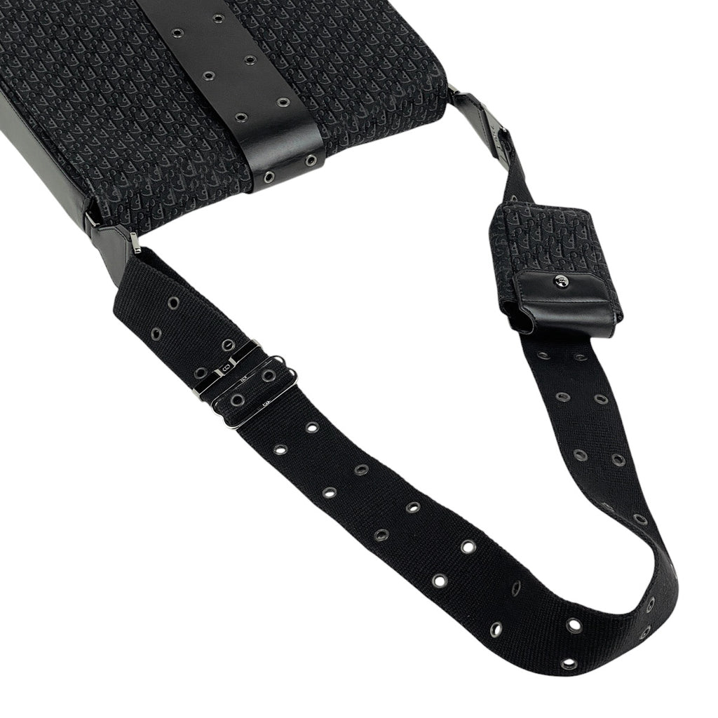 クリスチャンディオール トロッター柄 ショルダーバッグ ロゴ ストリートシック ショルダーバッグ キャンバス ブラック レディース 【中古】brbag