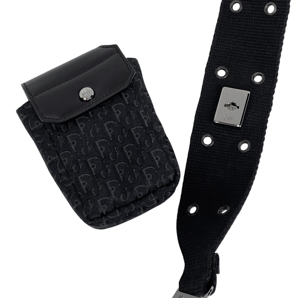 クリスチャンディオール トロッター柄 ショルダーバッグ ロゴ ストリートシック ショルダーバッグ キャンバス ブラック レディース 【中古】brbag