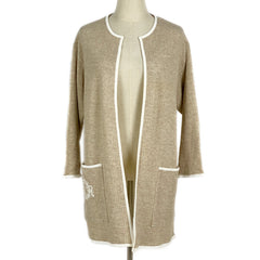 クリスチャンディオール ニット 長袖 カーディガン ロング丈 パイピング トップス カーディガン 綿 アクリル ベージュ レディース 【中古】brapp