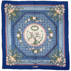 エルメス カレ 90 JEUX DE PAILLE 藁遊び スカーフ カシミヤ シルク ブルー マルチカラー レディース 【中古】brbag