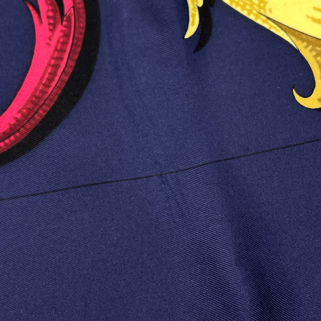 エルメス カレ 90 LE MORS A LA CONETABLE 轡の気品 クツワ 馬具 スカーフ シルク ネイビー ゴールド マルチカラー レディース 【中古】brbag