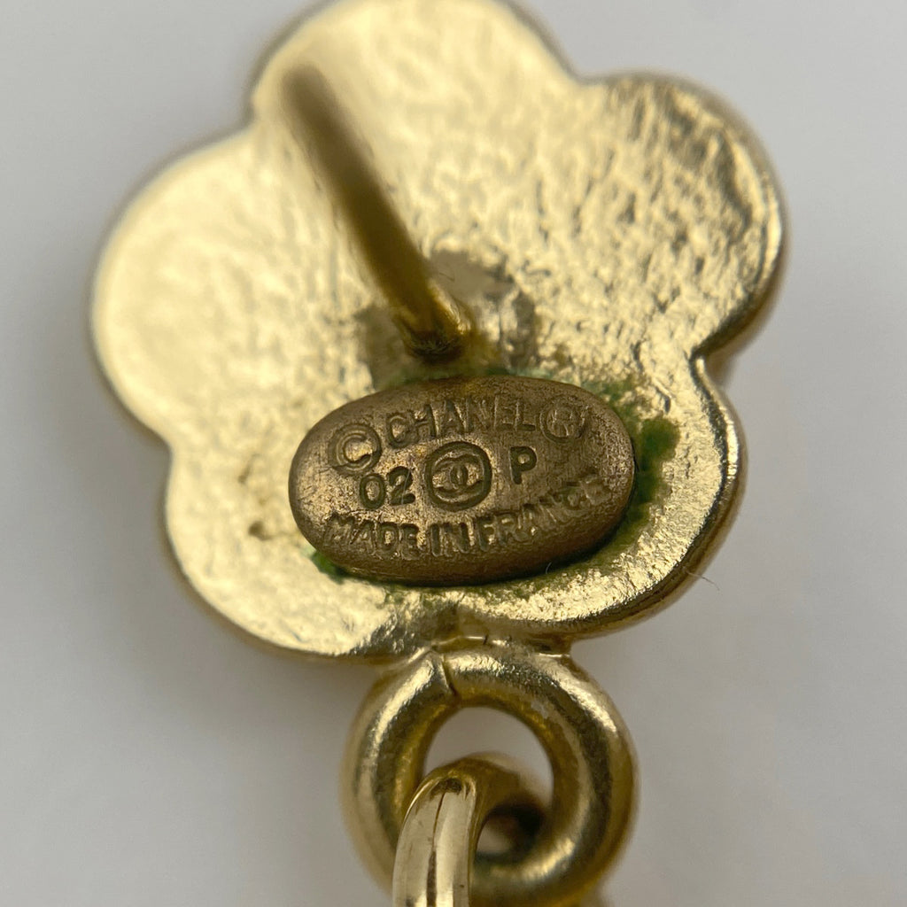 シャネル カメリア ラインストーン ピアス ココマーク スイング ピアス GP ゴールド レディース 【中古】bracc