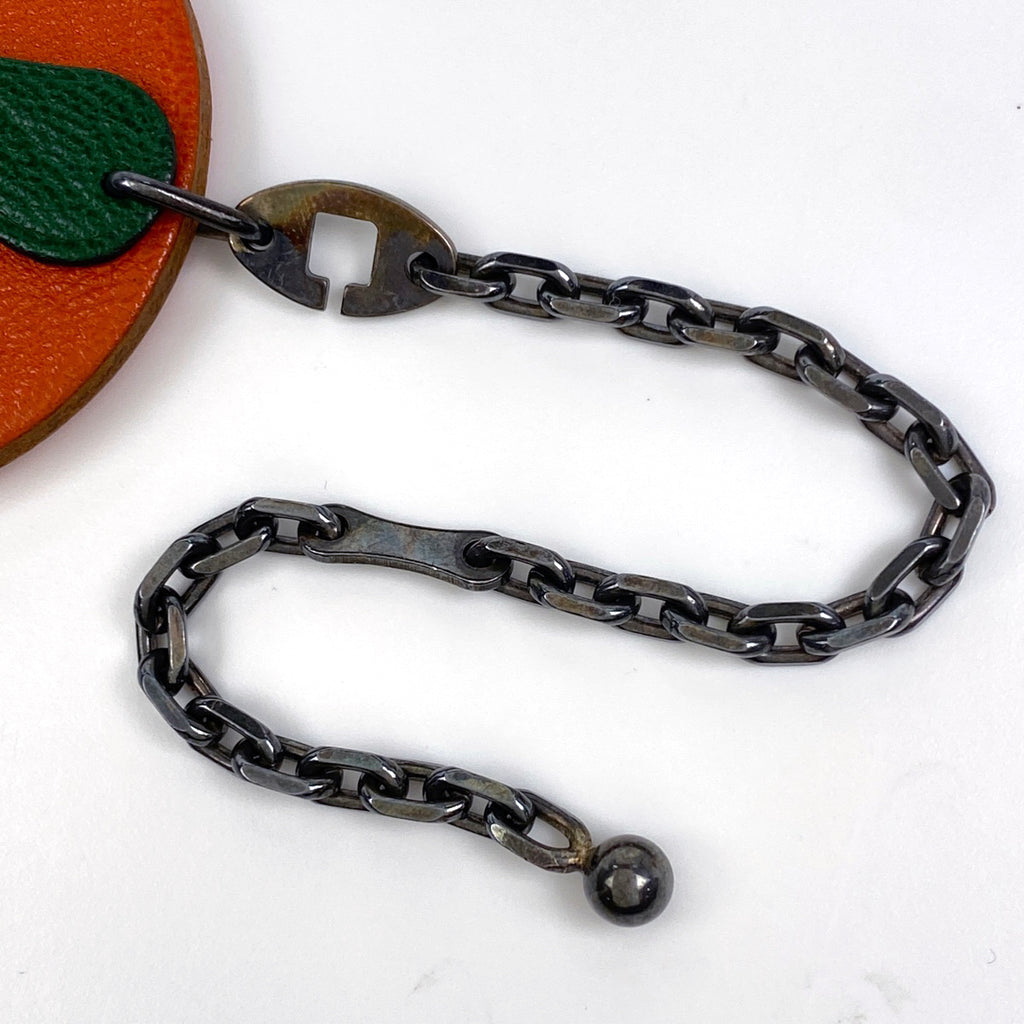 エルメス オレンジモチーフ チャーム キーホルダー バッグチャーム レザー オレンジ レディース 【中古】brbag