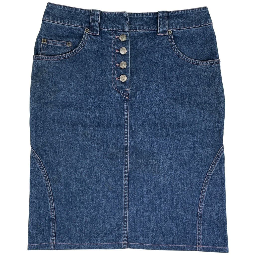 クリスチャンディオール ロゴボタン デニムスカート タイト ボトムス スカート 綿 ポリウレタン ブルー レディース 【中古】brapp