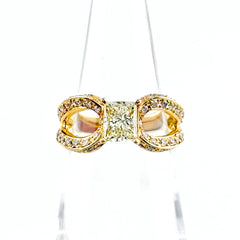 メレダイヤ デザインリング YG イエローゴールド 指輪 リング 10号 K18 ダイヤモンド レディース 【中古】nbjwl