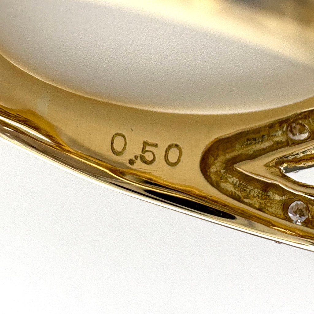 メレダイヤ デザインリング YG イエローゴールド 指輪 リング 10号 K18 ダイヤモンド レディース 【中古】nbjwl