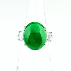 翡翠 デザインリング プラチナ 指輪 メレダイヤ リング 9号 Pt900 ヒスイ ダイヤモンド レディース 【中古】nbjwl