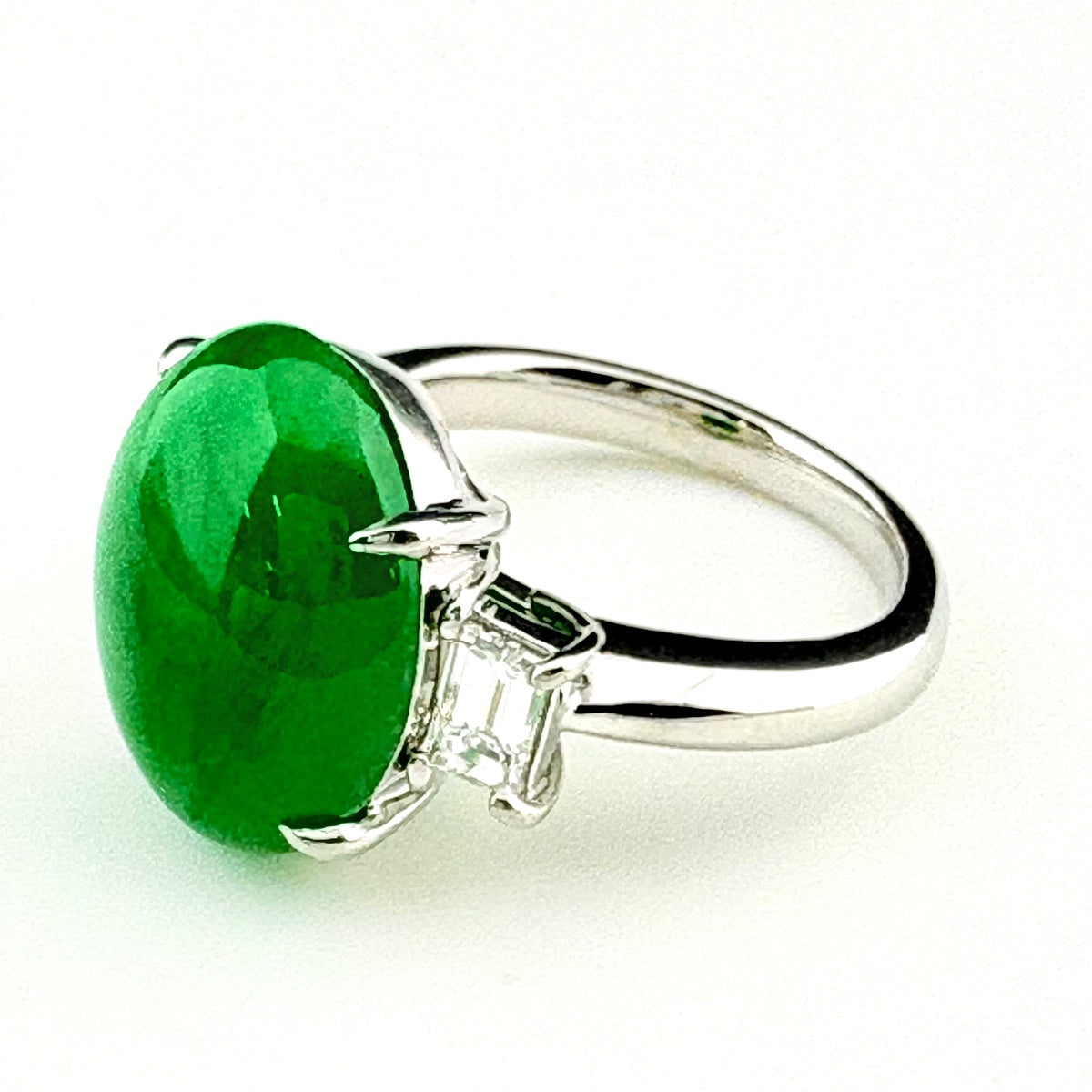 【翡翠 アンティークリング 】メレダイヤ0.16ct PM900刻印 翡翠 デザインリング プラチナ 指輪 メレダイヤ リング 9号 Pt900