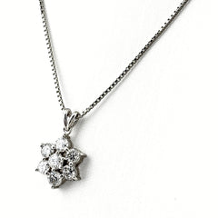 フラワーモチーフ デザインネックレス プラチナ ペンダント メレダイヤ 花 ネックレス Pt900 Pt850 ダイヤモンド レディース 【中古】nbjwl