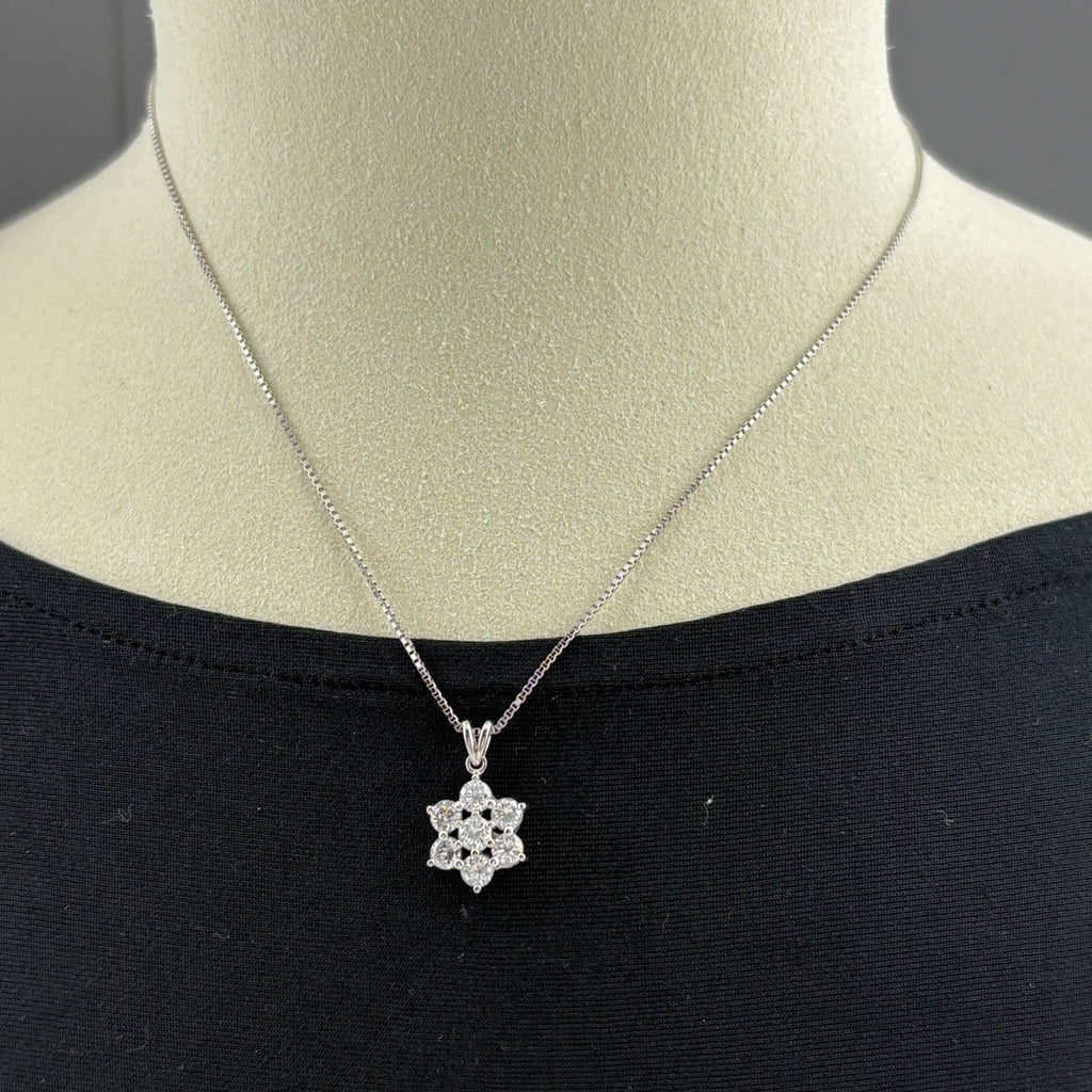 フラワーモチーフ デザインネックレス プラチナ ペンダント メレダイヤ 花 ネックレス Pt900 Pt850 ダイヤモンド レディース 【中古】nbjwl