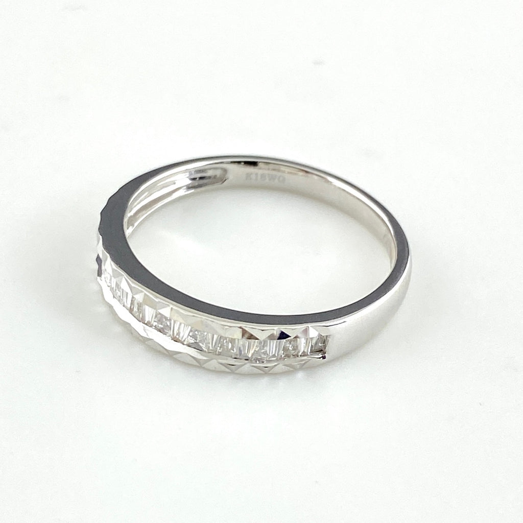 メレダイヤ デザインリング WG ホワイトゴールド 指輪 リング 15号 K18 WG ダイヤモンド レディース 【中古】nbjwl