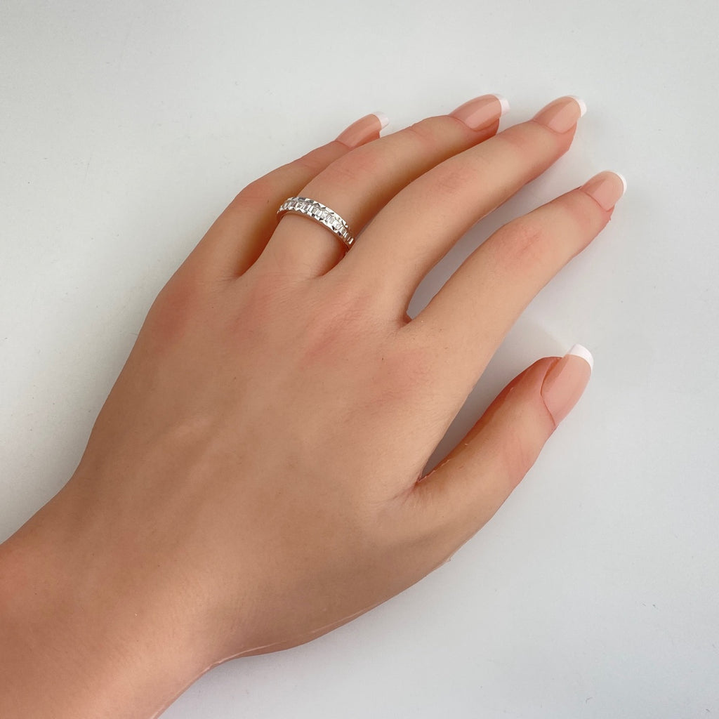 メレダイヤ デザインリング WG ホワイトゴールド 指輪 リング 15号 K18 WG ダイヤモンド レディース 【中古】nbjwl