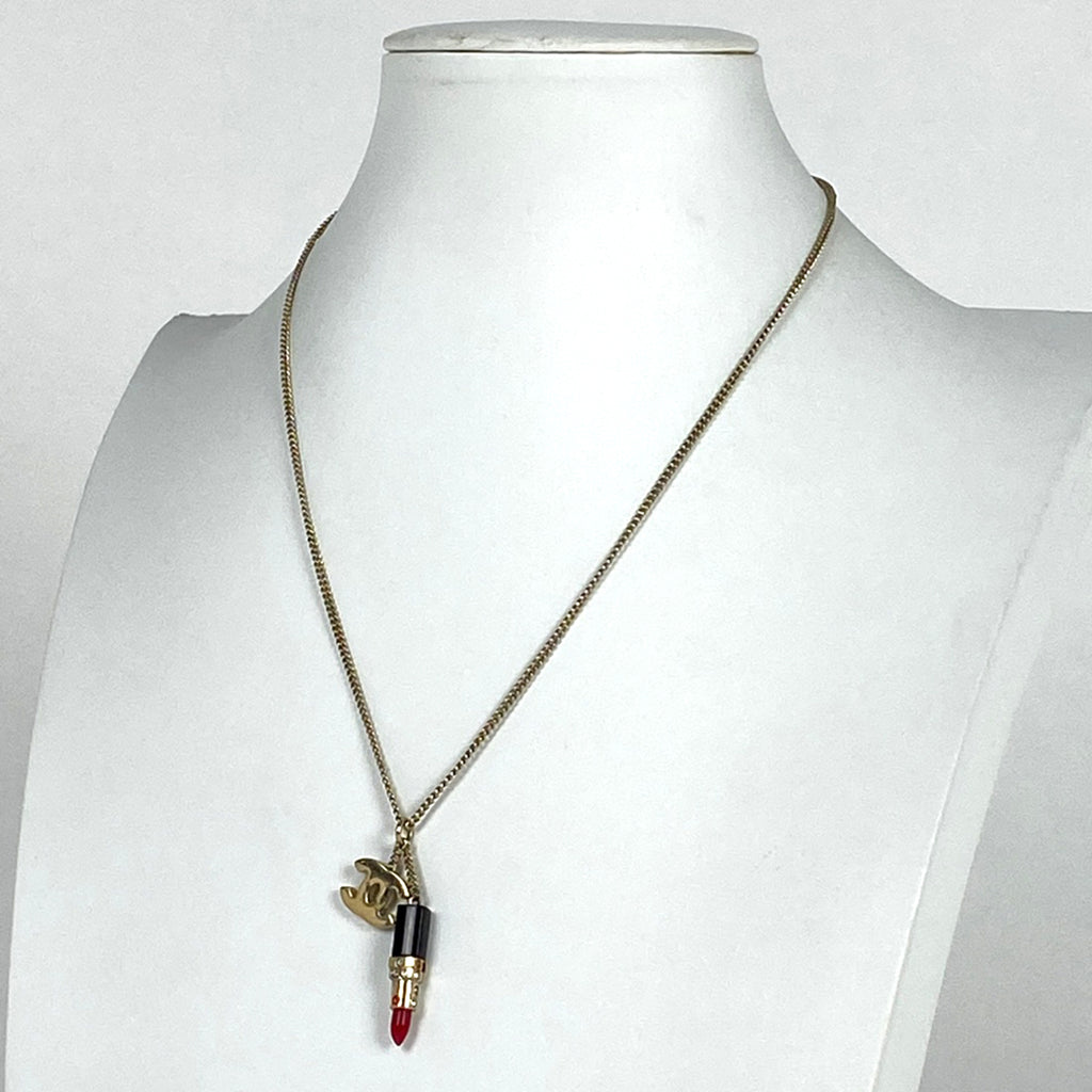 シャネル ココマーク ラインストーン ネックレス スイング リップ ネックレス GP ゴールド レディース 【中古】bracc