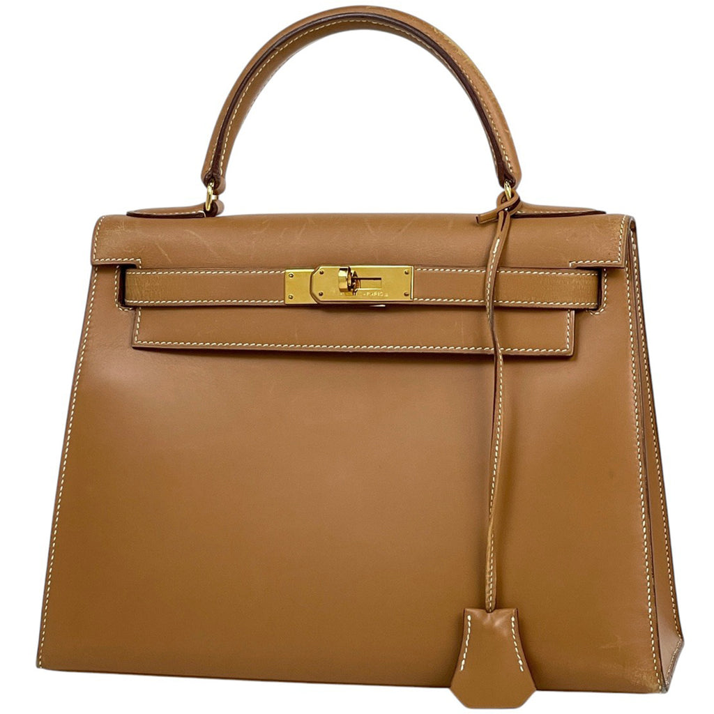 エルメス ケリー 28 外縫い ハンドバッグ ヴァッシュ ブラウン V レディース 【中古】brbag