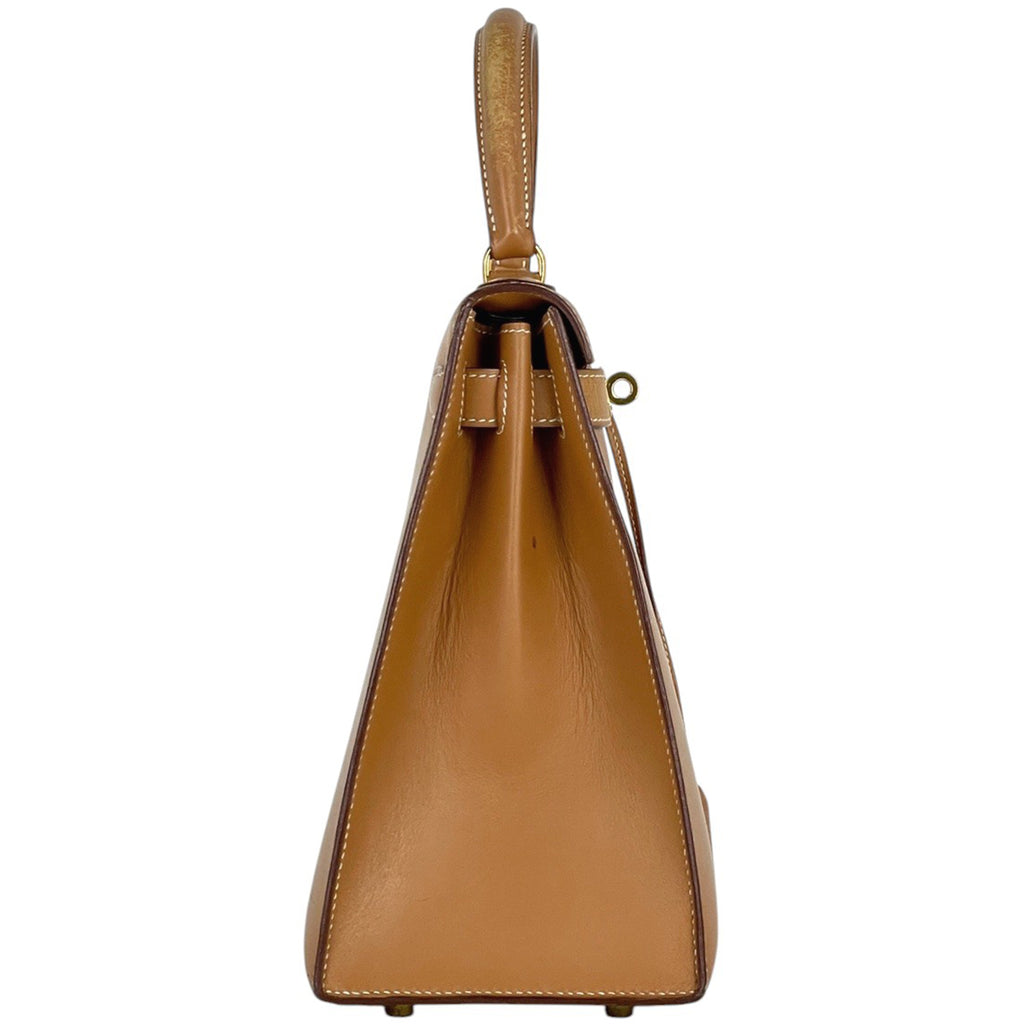 エルメス ケリー 28 外縫い ハンドバッグ ヴァッシュ ブラウン V レディース 【中古】brbag