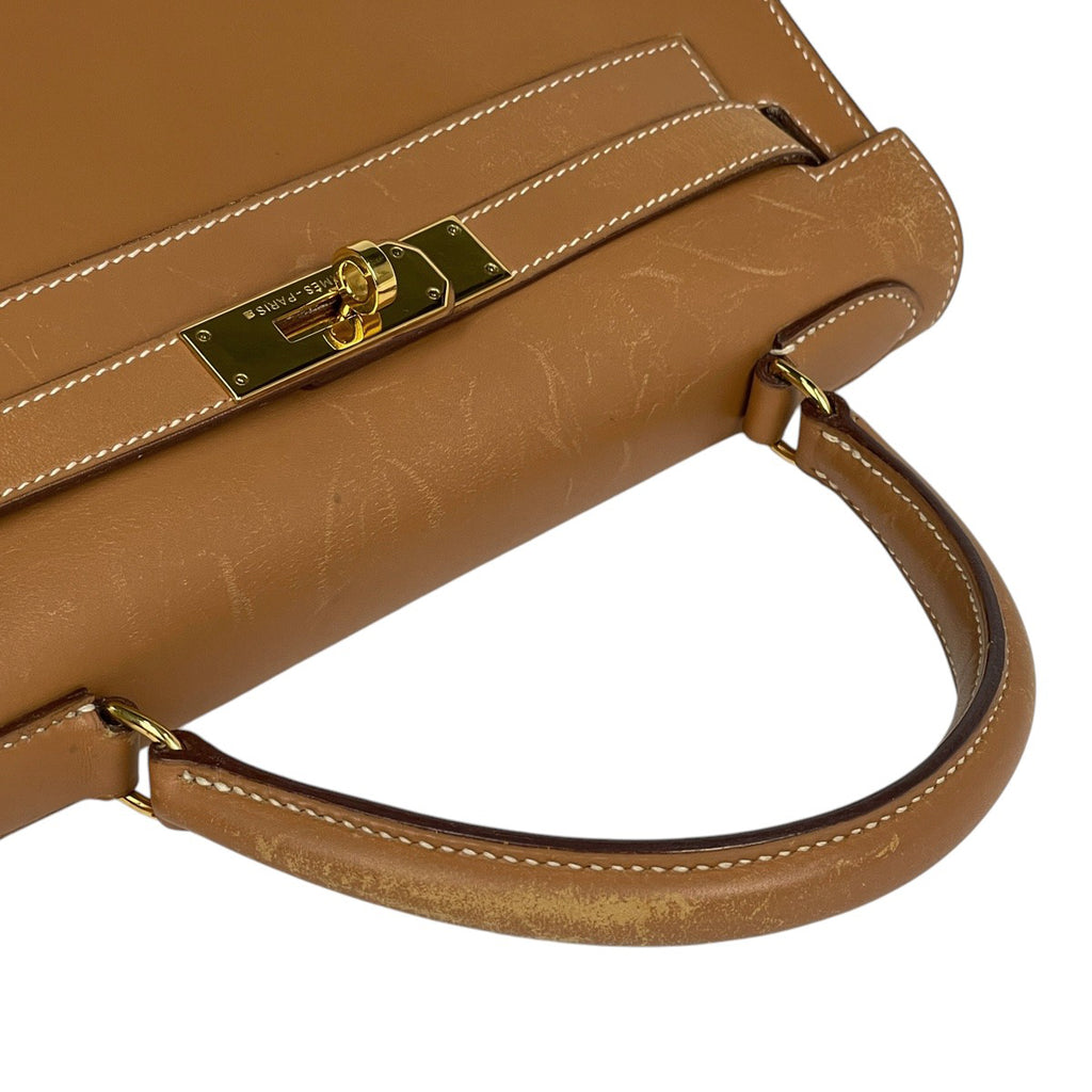 エルメス ケリー 28 外縫い ハンドバッグ ヴァッシュ ブラウン V レディース 【中古】brbag