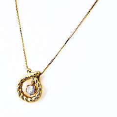 メレダイヤ デザインネックレス YG イエローゴールド ペンダント スイング ネックレス K18 750 ダイヤモンド レディース 【中古】nbjwl