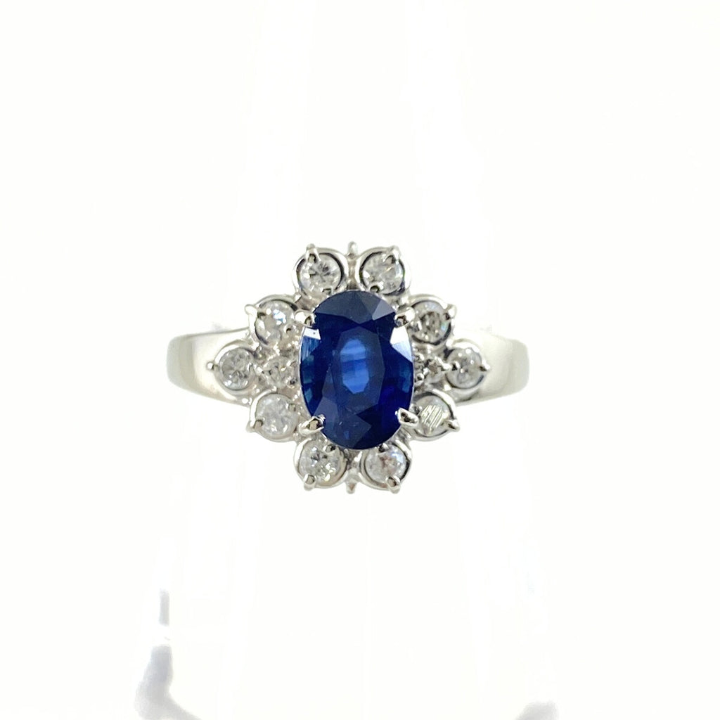 サファイア デザインリング プラチナ 指輪 メレダイヤ リング 12号 Pt900 サファイア ダイヤモンド レディース 【中古】nbjwl