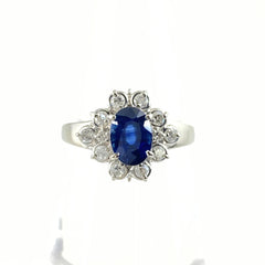 サファイア デザインリング プラチナ 指輪 メレダイヤ リング 12号 Pt900 サファイア ダイヤモンド レディース 【中古】nbjwl