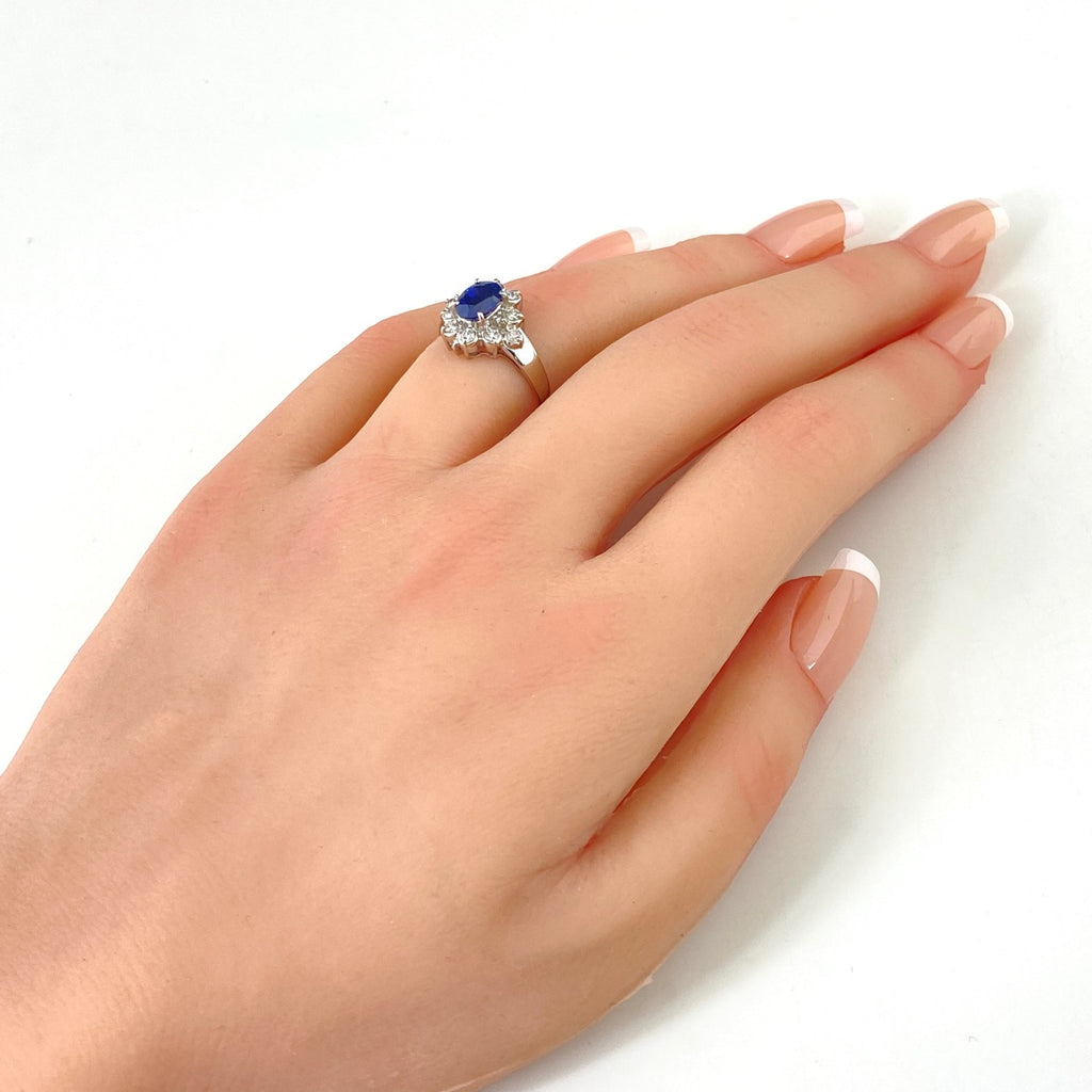 サファイア デザインリング プラチナ 指輪 メレダイヤ リング 12号 Pt900 サファイア ダイヤモンド レディース 【中古】nbjwl