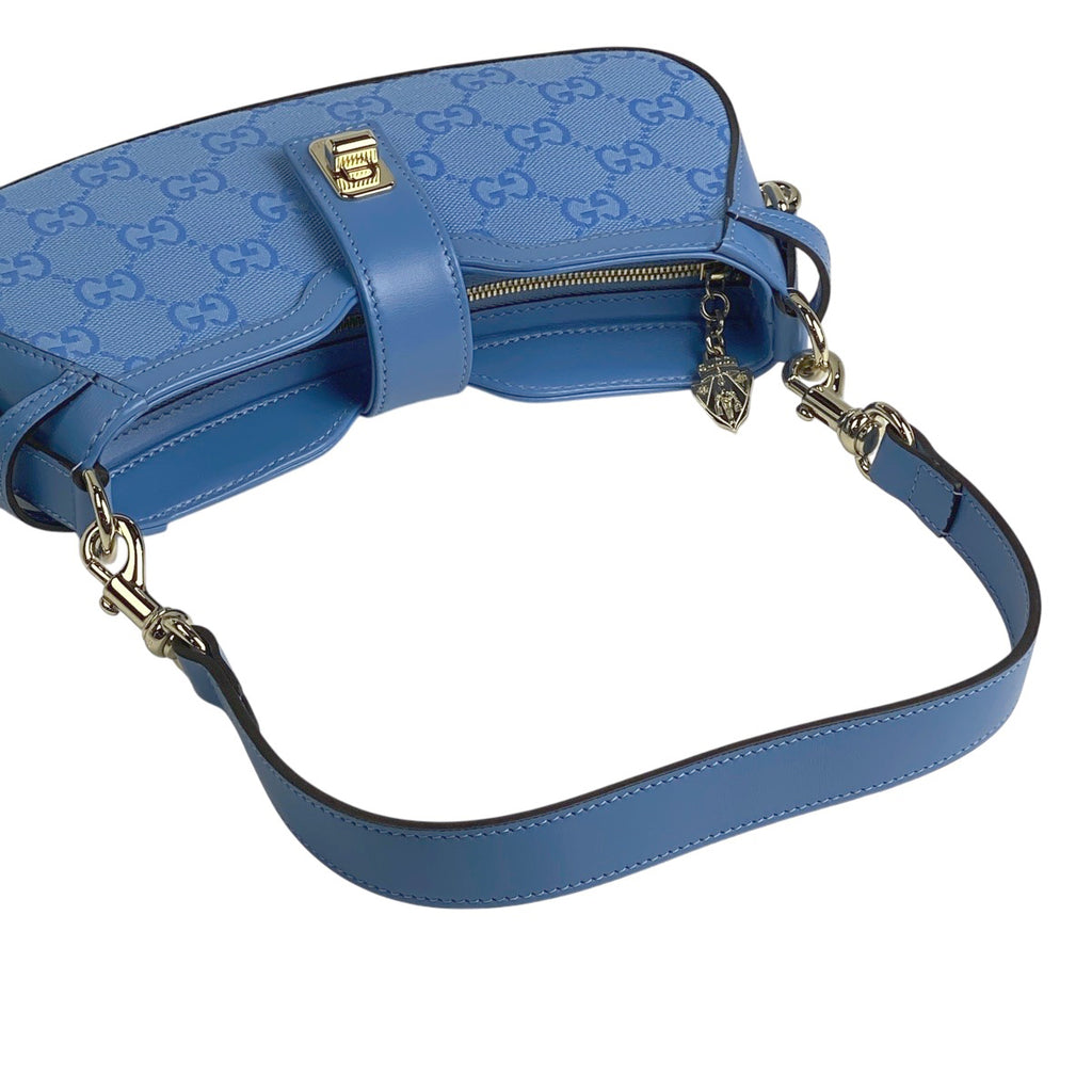 グッチ ムーンサイド ミニ ショルダーバッグ GG柄 ハンドバッグ ショルダーバッグ GGキャンバス ライトブルー 786035 レディース 【中古】brbag