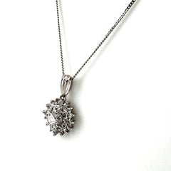 ダイヤモンド デザインネックレス プラチナ ペンダント メレダイヤ ネックレス Pt900 Pt850 ダイヤモンド ノンブランドジュエリー 【中古】nbjwl