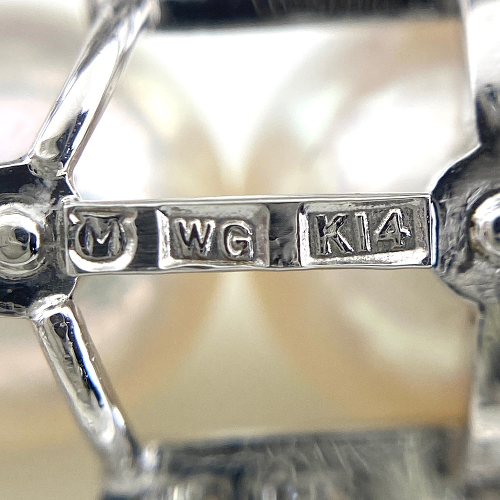 ミキモト パール 帯留め WG ホワイトゴールド メレダイヤ 真珠 ダイヤモンド 帯留め K14 WG パール レディース 【中古】brjwl