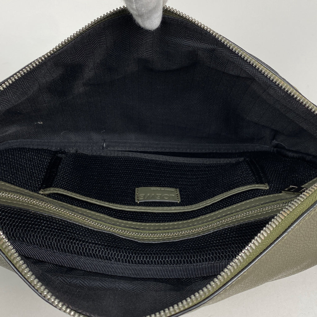 ロエベ パズル スリング バッグ カーキ ボディバッグ レザー グリーンベージュ メンズ 【中古】brbag