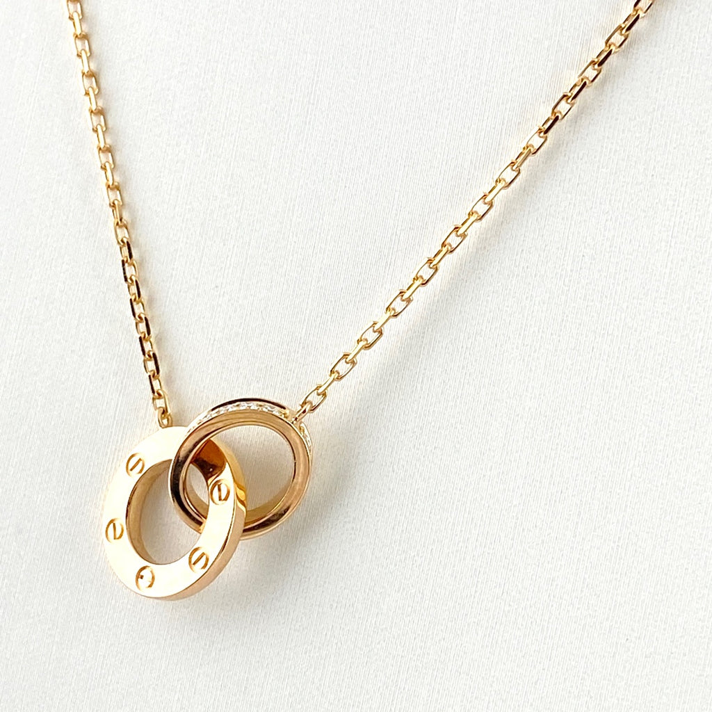 カルティエ ラブサークル ダイヤ ネックレス YG イエローゴールド ペンダント メレダイヤ ネックレス 750 ダイヤモンド レディース 【中古】brjwl