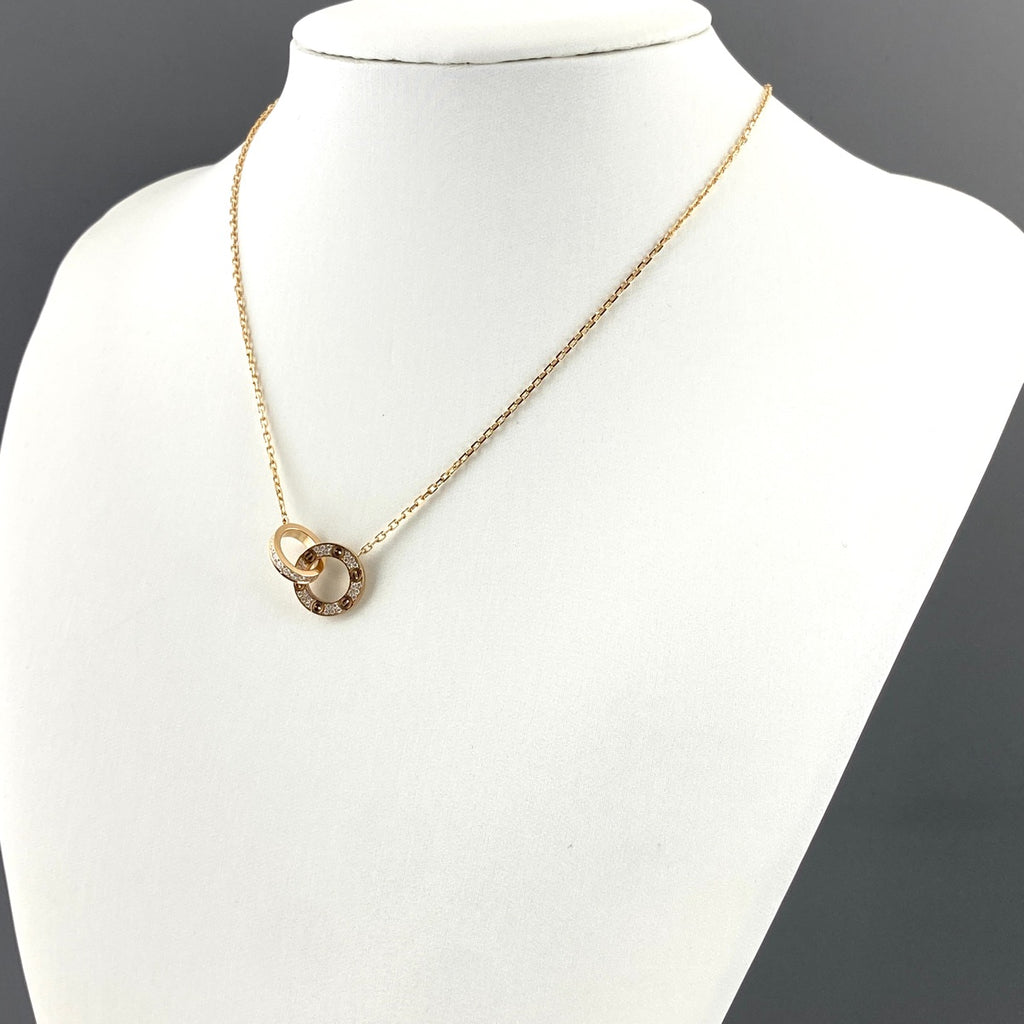 カルティエ ラブサークル ダイヤ ネックレス YG イエローゴールド ペンダント メレダイヤ ネックレス 750 ダイヤモンド レディース 【中古】brjwl