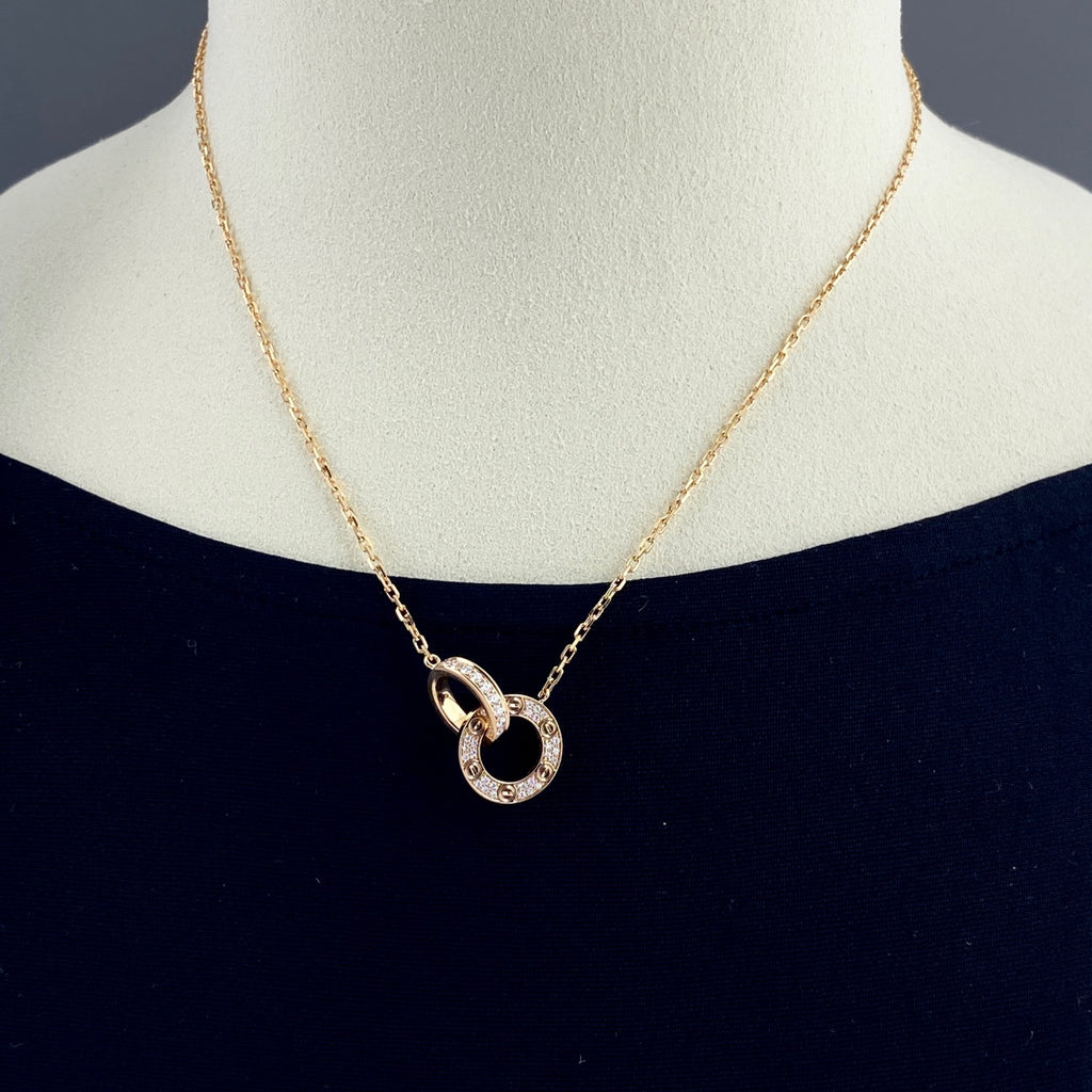 カルティエ ラブサークル ダイヤ ネックレス YG イエローゴールド ペンダント メレダイヤ ネックレス 750 ダイヤモンド レディース 【中古】brjwl