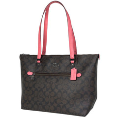 コーチ シグネチャー ショルダーバッグ ロゴ トートバッグ ショルダーバッグ コーティングキャンバス ブラウン ピンク 79609 レディース 【中古】brbag