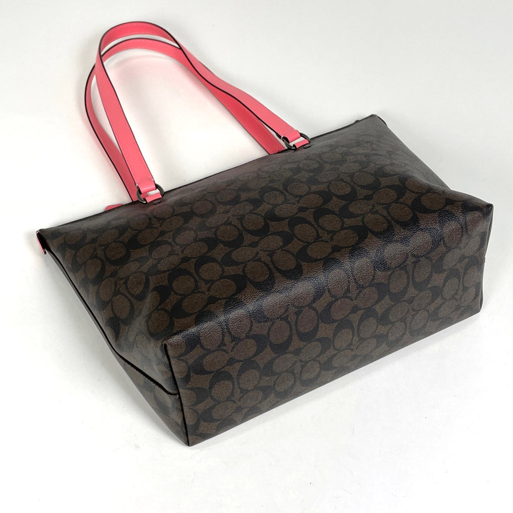 コーチ シグネチャー ショルダーバッグ ロゴ トートバッグ ショルダーバッグ コーティングキャンバス ブラウン ピンク 79609 レディース 【中古】brbag