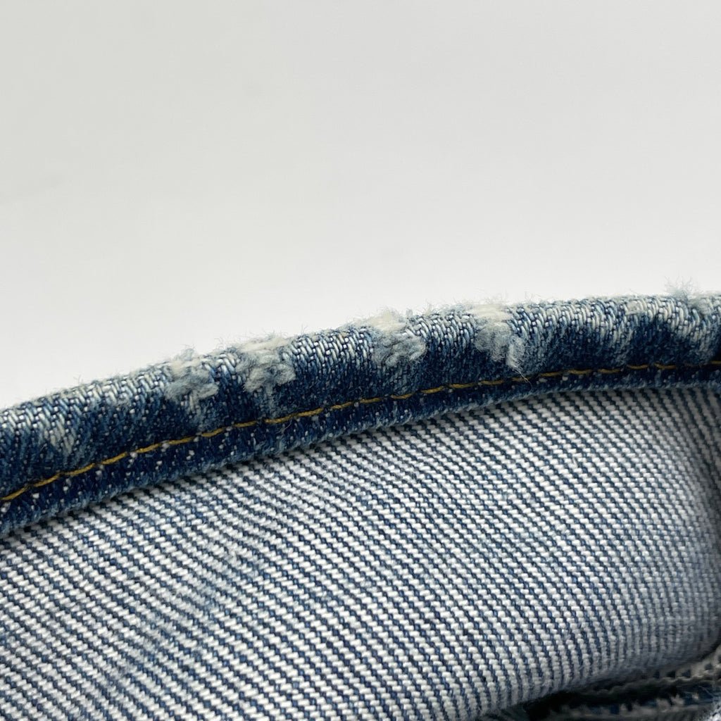 サンローラン ロゴボタン デニムパンツ ダメージ スキニー ジーパン ボトムス パンツ コットン ポリウレタン ブルー メンズ 【中古】brapp