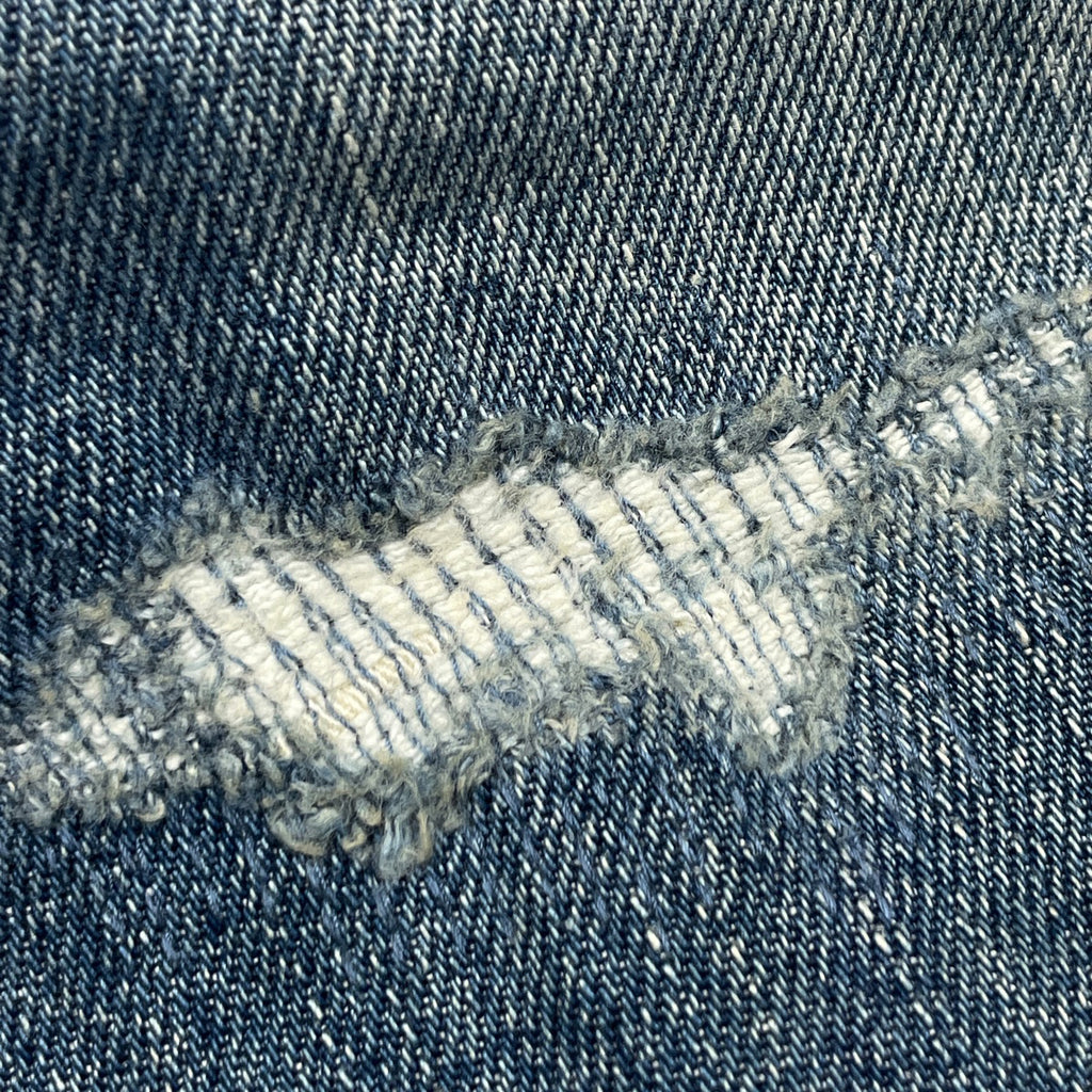 サンローラン ロゴボタン デニムパンツ ダメージ スキニー ジーパン ボトムス パンツ コットン ポリウレタン ブルー メンズ 【中古】brapp