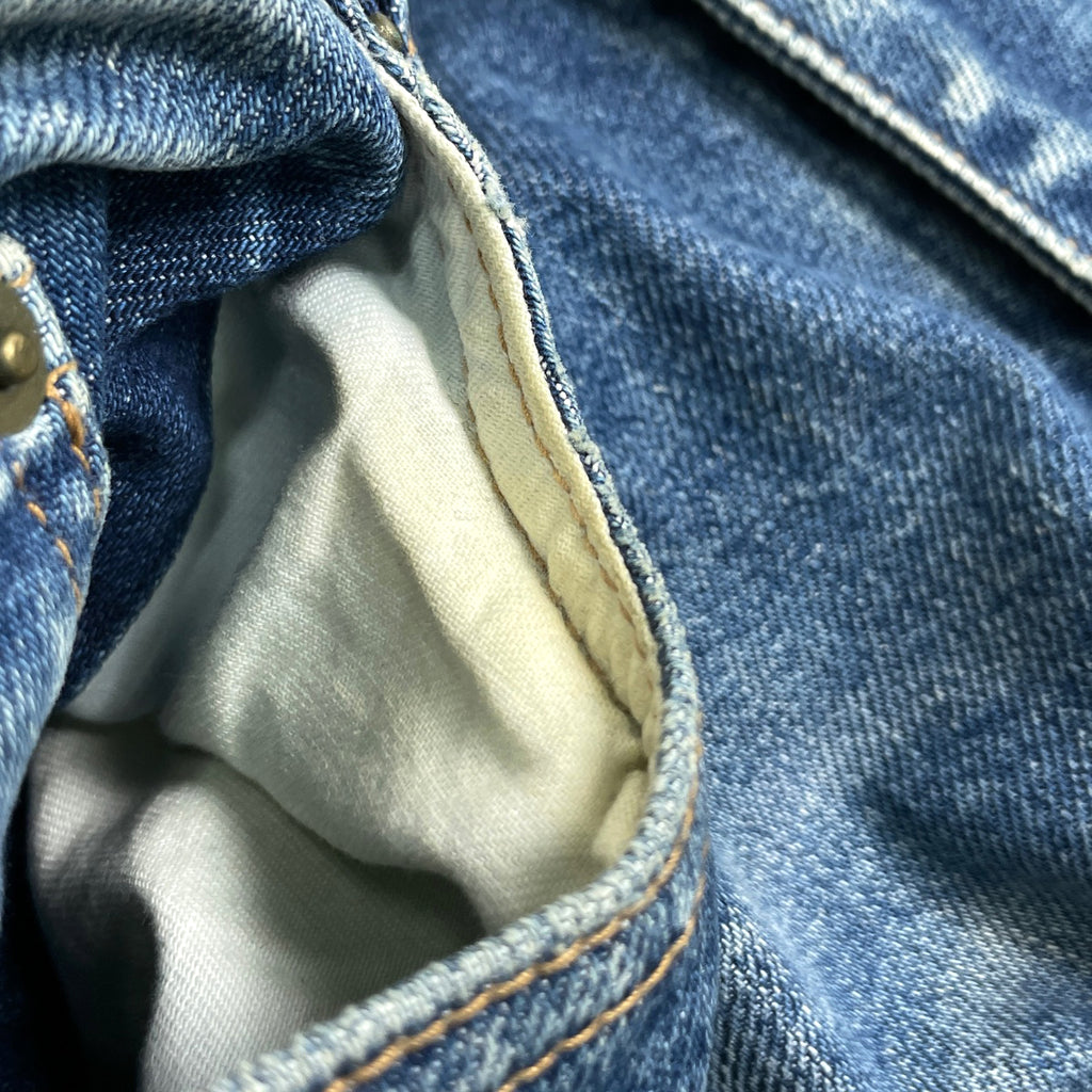 サンローラン ロゴボタン デニムパンツ ダメージ スキニー ジーパン ボトムス パンツ コットン ポリウレタン ブルー メンズ 【中古】brapp