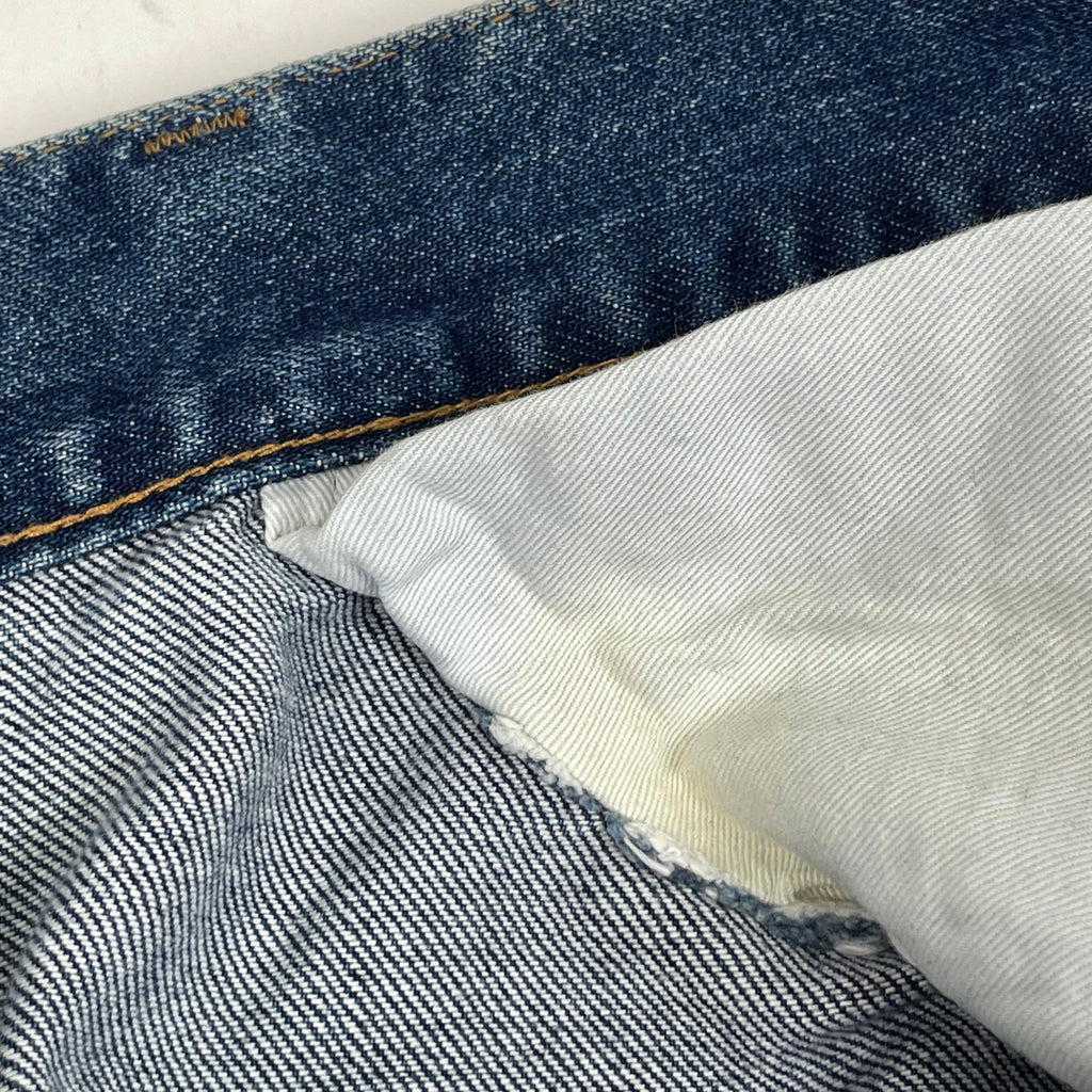 サンローラン ロゴボタン デニムパンツ ダメージ スキニー ジーパン ボトムス パンツ コットン ポリウレタン ブルー メンズ 【中古】brapp