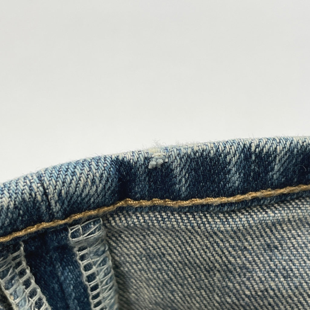 サンローラン ロゴボタン デニムパンツ クラッシュ ダメージ スキニー ジーンズ ボトムス パンツ コットン ポリウレタン ブルー メンズ 【中古】brapp