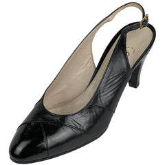 シャネル デザイン パンプス バッグストラップ 靴 パンプス レザー ブラック レディース 【中古】brapp