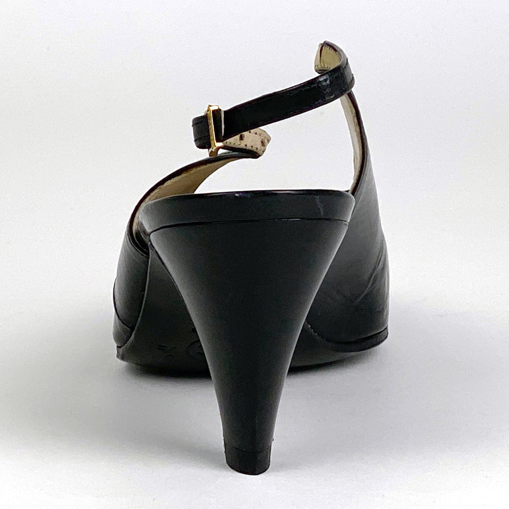 シャネル デザイン パンプス バッグストラップ 靴 パンプス レザー ブラック レディース 【中古】brapp