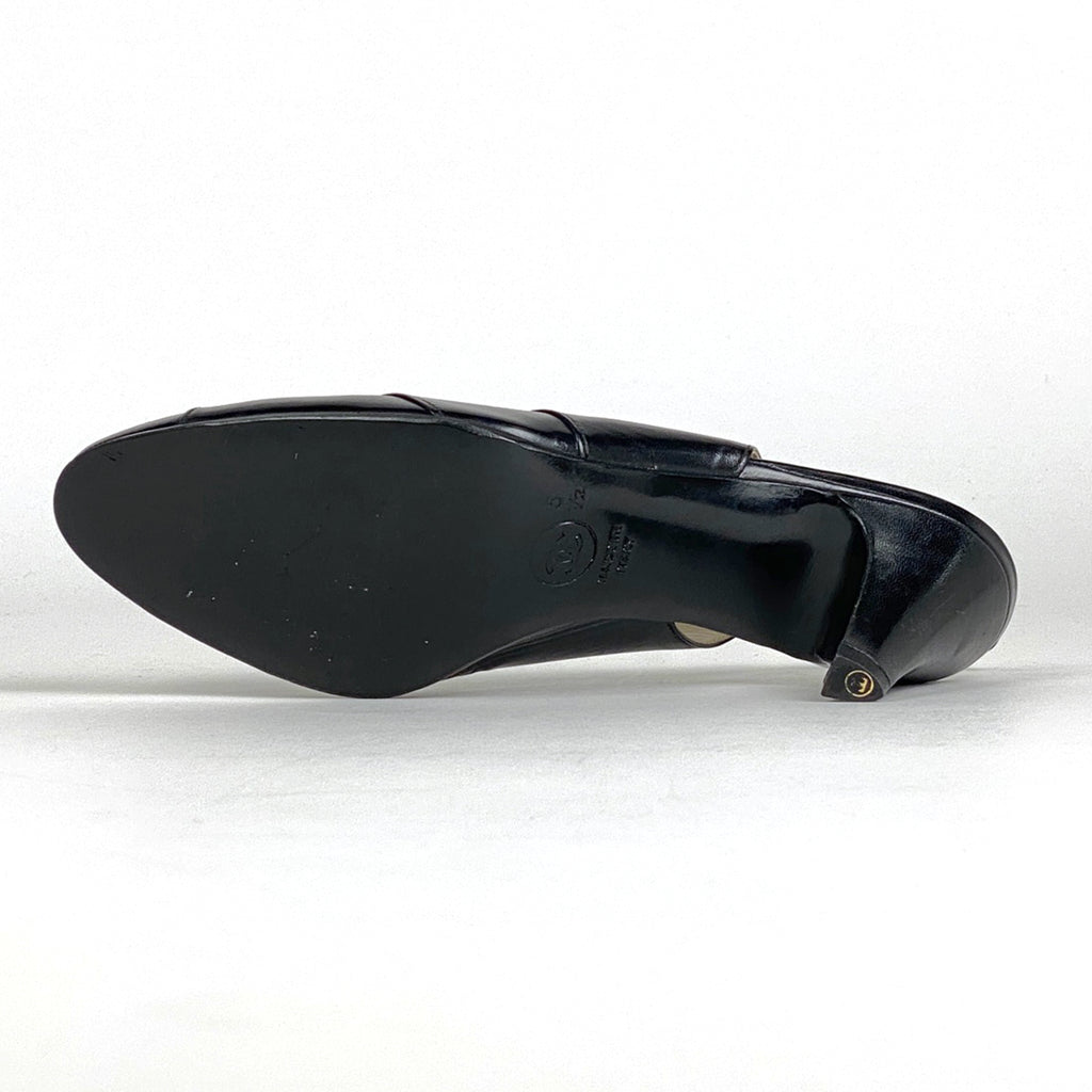 シャネル デザイン パンプス バッグストラップ 靴 パンプス レザー ブラック レディース 【中古】brapp