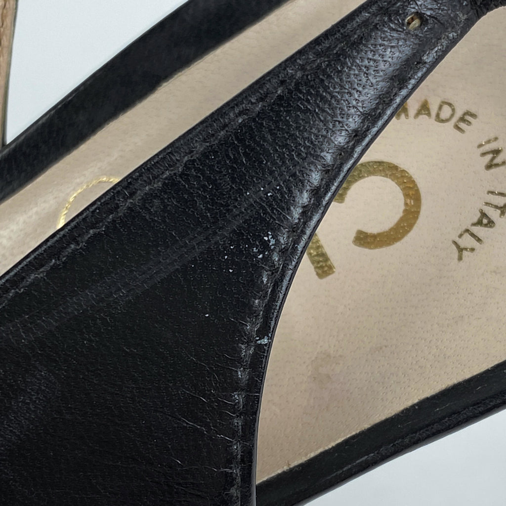 シャネル デザイン パンプス バッグストラップ 靴 パンプス レザー ブラック レディース 【中古】brapp