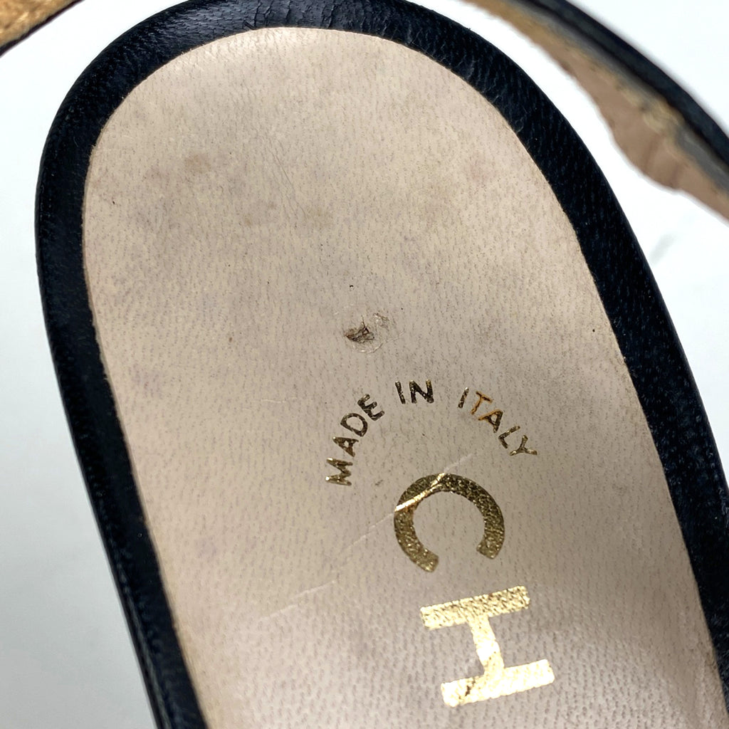 シャネル デザイン パンプス バッグストラップ 靴 パンプス レザー ブラック レディース 【中古】brapp