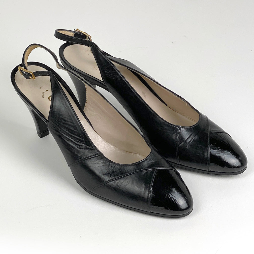 シャネル デザイン パンプス バッグストラップ 靴 パンプス レザー ブラック レディース 【中古】brapp